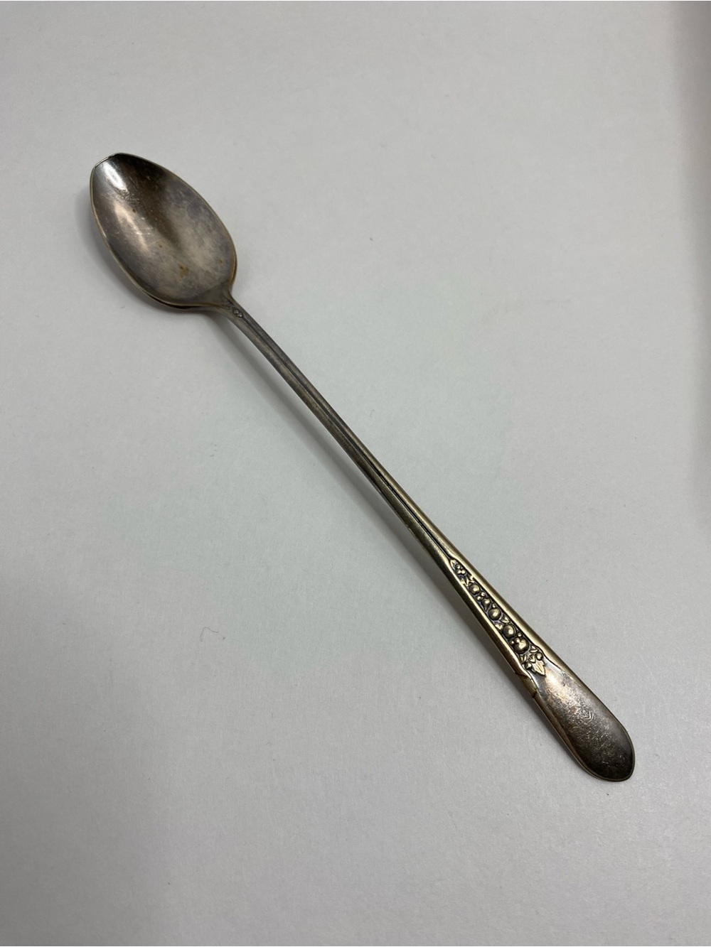 WM Rogers Mfg Co Silver plate Iced Tea Spoon Flatware Pricilla LadyAnn Pattern
